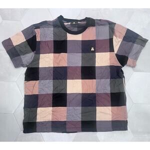 Teddy Fresh Color Block Plaid Bear Logo Short Sleeve T Shirt Cotton Mens 2XL
